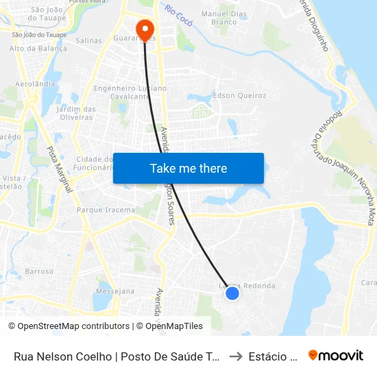 Rua Nelson Coelho | Posto De Saúde Terezinha Parente - Lagoa Redonda to Estácio Via Corpvs map