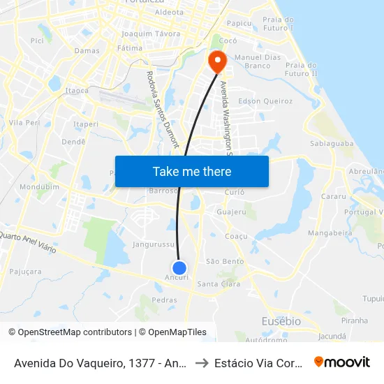 Avenida Do Vaqueiro, 1377 - Ancuri to Estácio Via Corpvs map