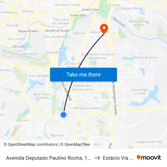 Avenida Deputado Paulino Rocha, 1330 - Cajazeiras to Estácio Via Corpvs map