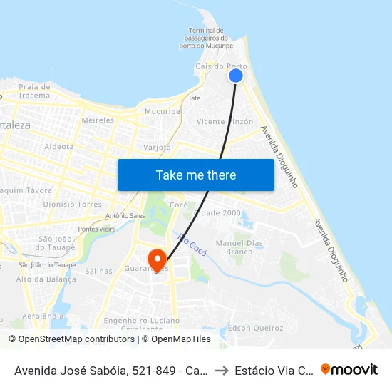 Avenida José Sabóia, 521-849 - Cais Do Porto to Estácio Via Corpvs map