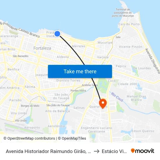 Avenida Historiador Raimundo Girão, 363 - Praia De Iracema to Estácio Via Corpvs map