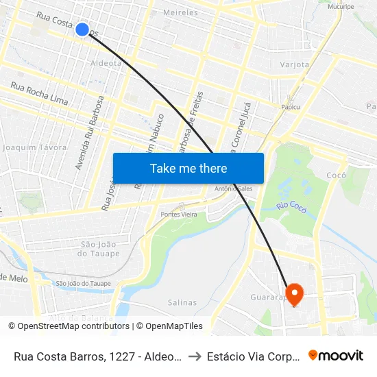 Rua Costa Barros, 1227 - Aldeota to Estácio Via Corpvs map