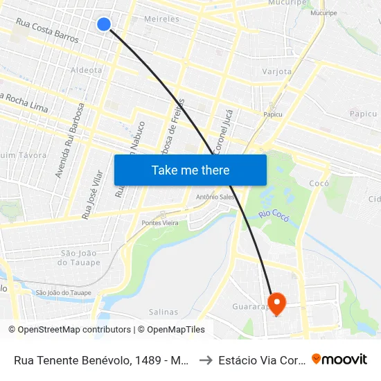 Rua Tenente Benévolo, 1489 - Meireles to Estácio Via Corpvs map