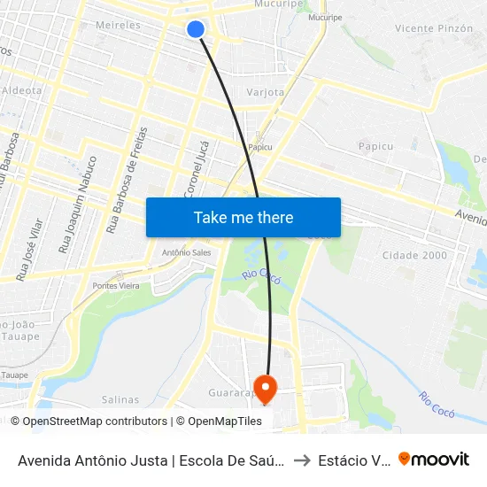 Avenida Antônio Justa | Escola De Saúde Pública Do Ceará - Meireles to Estácio Via Corpvs map