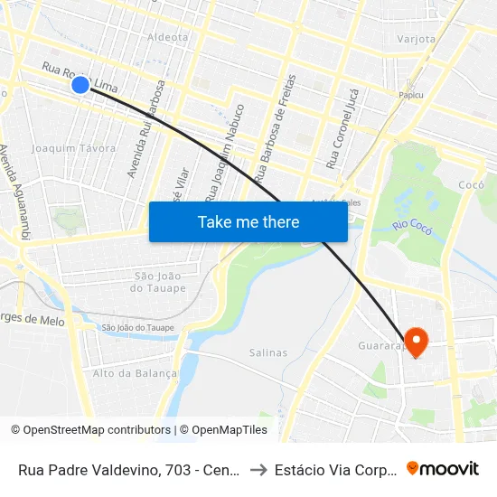 Rua Padre Valdevino, 703 - Centro to Estácio Via Corpvs map