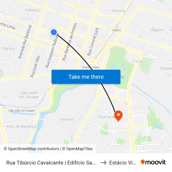 Rua Tibúrcio Cavalcante | Edifício Sabóia Carvalho - Aldeota to Estácio Via Corpvs map