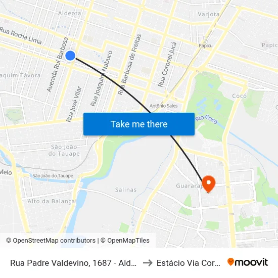 Rua Padre Valdevino, 1687 - Aldeota to Estácio Via Corpvs map