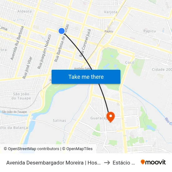 Avenida Desembargador Moreira | Hospital Geral Do Exército - Aldeota to Estácio Via Corpvs map