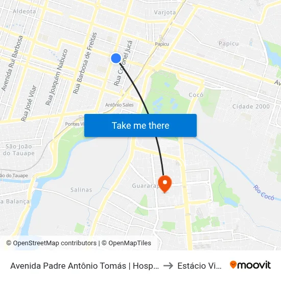 Avenida Padre Antônio Tomás | Hospital Aldeota - Aldeota to Estácio Via Corpvs map