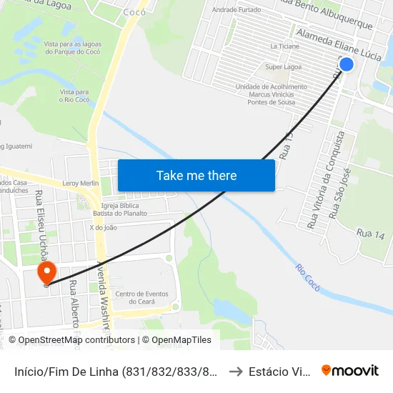 Início/Fim De Linha (831/832/833/860/905) - Cidade 2000 to Estácio Via Corpvs map