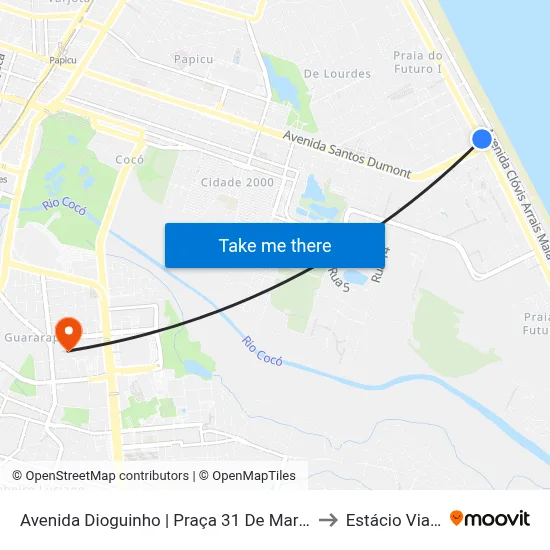 Avenida Dioguinho | Praça 31 De Março - Praia Do Futuro to Estácio Via Corpvs map