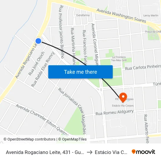 Avenida Rogaciano Leite, 431 - Guararapes to Estácio Via Corpvs map