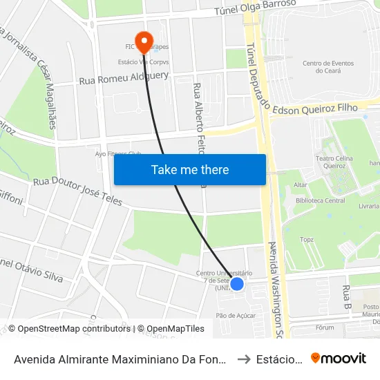 Avenida Almirante Maximiniano Da Fonseca | Uni7 - Engenheiro Luciano Cavalcante to Estácio Via Corpvs map