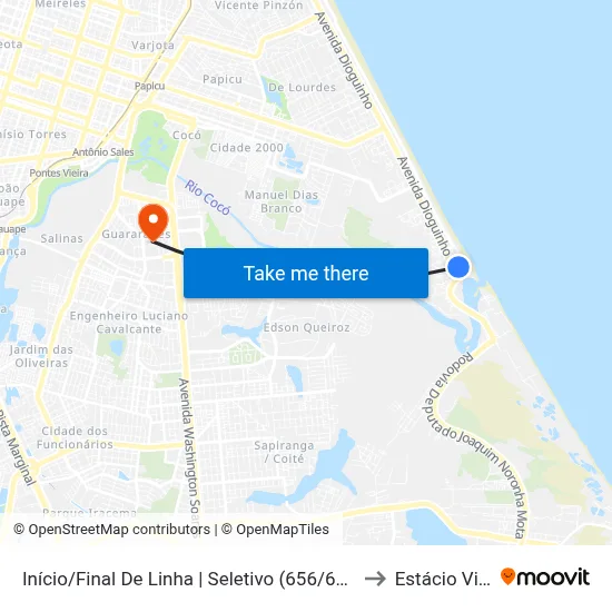 Início/Final De Linha | Seletivo (656/657/916) - Praia Do Futuro II to Estácio Via Corpvs map