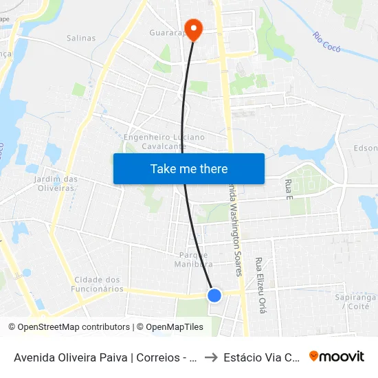 Avenida Oliveira Paiva | Correios - Cambeba to Estácio Via Corpvs map
