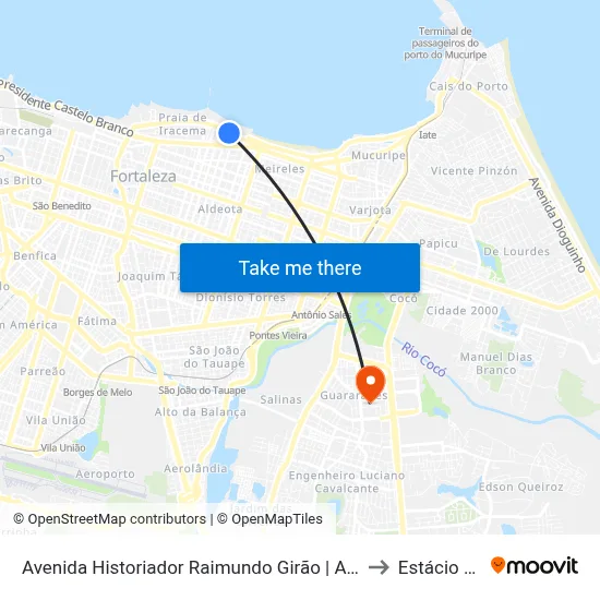 Avenida Historiador Raimundo Girão | Aterro Da Praia De Iracema - Meireles to Estácio Via Corpvs map