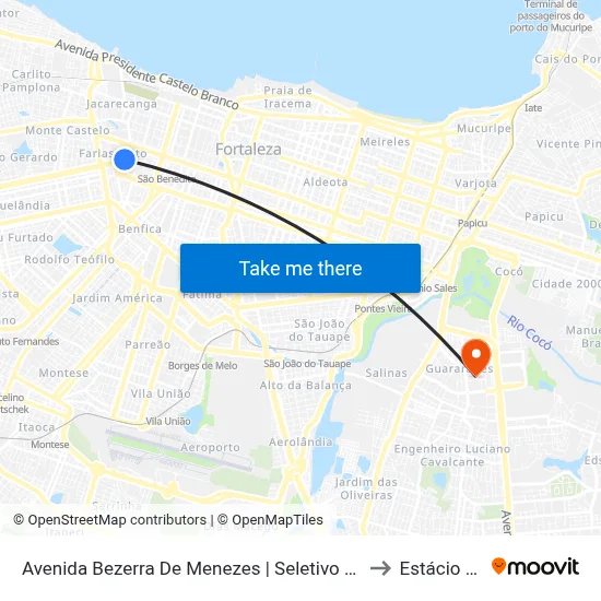 Avenida Bezerra De Menezes | Seletivo (Linhas Metropolitanas) - Farias Brito to Estácio Via Corpvs map