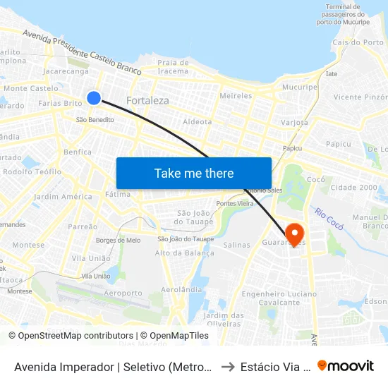 Avenida Imperador | Seletivo (Metropolitano) - Centro to Estácio Via Corpvs map