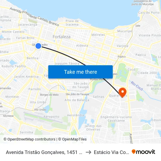 Avenida Tristão Gonçalves, 1451 - Centro to Estácio Via Corpvs map
