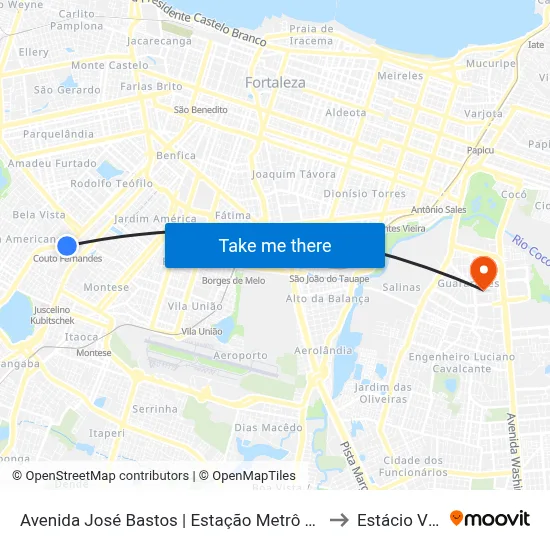 Avenida José Bastos | Estação Metrô Couto Fernandes - Bela Vista to Estácio Via Corpvs map