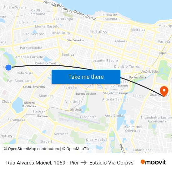 Rua Alvares Maciel, 1059 - Pici to Estácio Via Corpvs map