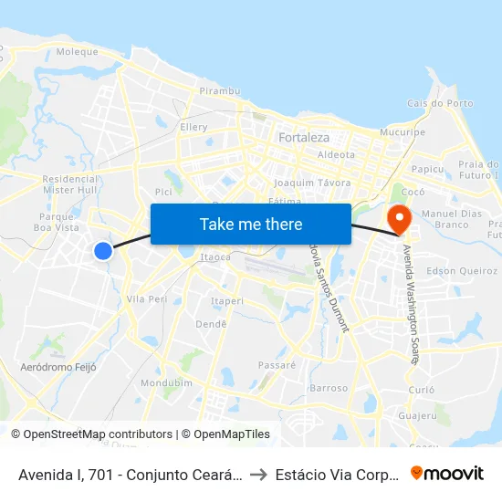 Avenida I, 701 - Conjunto Ceará II to Estácio Via Corpvs map