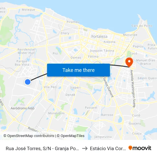 Rua José Torres, S/N - Granja Portugal to Estácio Via Corpvs map