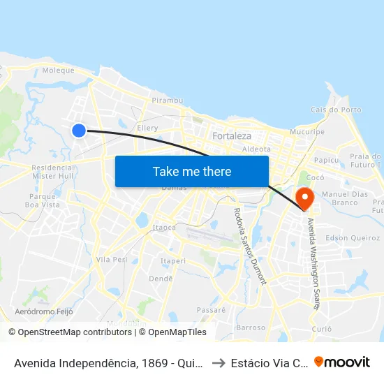 Avenida Independência, 1869 - Quintino Cunha to Estácio Via Corpvs map
