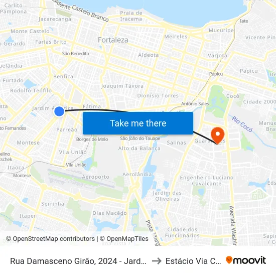 Rua Damasceno Girão, 2024 - Jardim América to Estácio Via Corpvs map