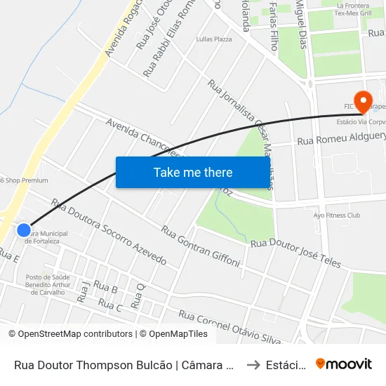 Rua Doutor Thompson Bulcão | Câmara Municipal De Fortaleza - Engenheiro Luciano Cavalcante to Estácio Via Corpvs map