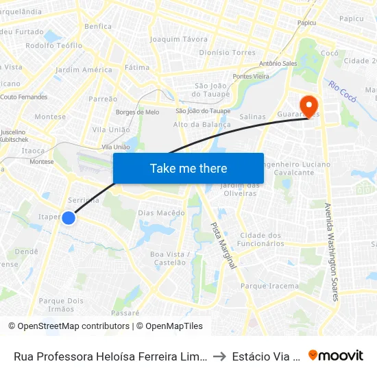 Rua Professora Heloísa Ferreira Lima, 2024 - Itaperi to Estácio Via Corpvs map
