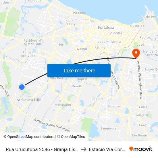Rua Urucutuba 2586 - Granja Lisboa to Estácio Via Corpvs map