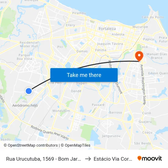 Rua Urucutuba, 1569 - Bom Jardim to Estácio Via Corpvs map