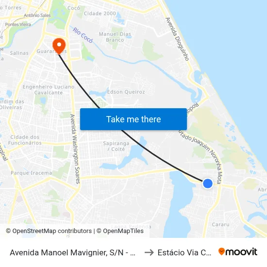 Avenida Manoel Mavignier, S/N - Precabura to Estácio Via Corpvs map
