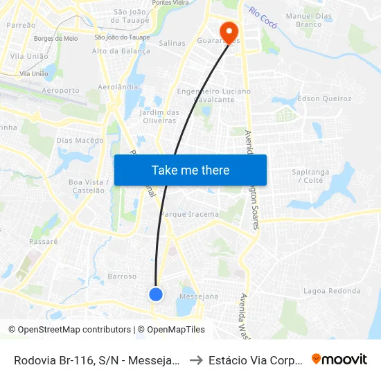 Rodovia Br-116, S/N - Messejana to Estácio Via Corpvs map