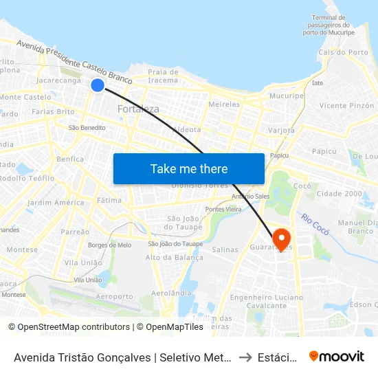 Avenida Tristão Gonçalves | Seletivo Metropolitano (32301/32302/32304/32306) - Centro to Estácio Via Corpvs map
