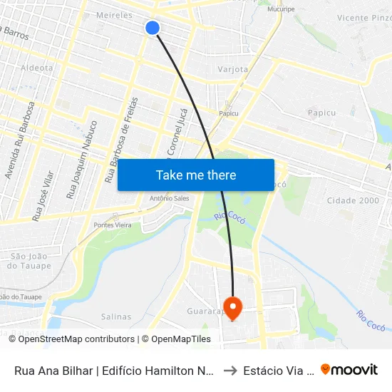 Rua Ana Bilhar | Edifício Hamilton Nogueira - Meireles to Estácio Via Corpvs map