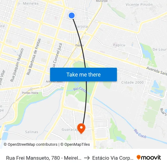 Rua Frei Mansueto, 780 - Meireles to Estácio Via Corpvs map
