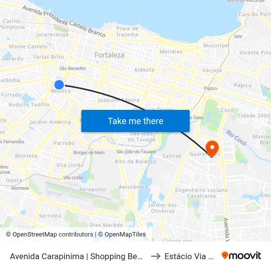 Avenida Carapinima | Shopping Benfica - Benfica to Estácio Via Corpvs map