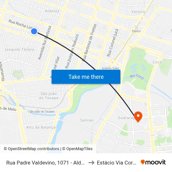 Rua Padre Valdevino, 1071 - Aldeota to Estácio Via Corpvs map