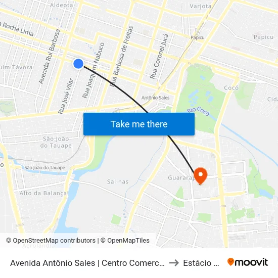 Avenida Antônio Sales | Centro Comercial Victorias Mall - Dionísio Torres to Estácio Via Corpvs map