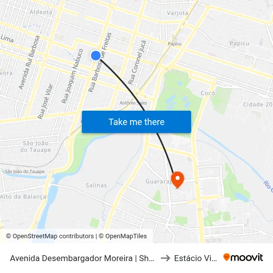 Avenida Desembargador Moreira | Shopping Romcy - Aldeota to Estácio Via Corpvs map