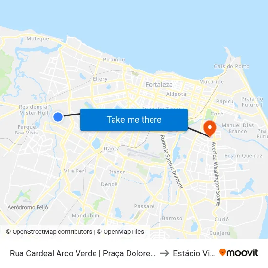 Rua Cardeal Arco Verde | Praça Dolores Alcântara - Autran Nunes to Estácio Via Corpvs map