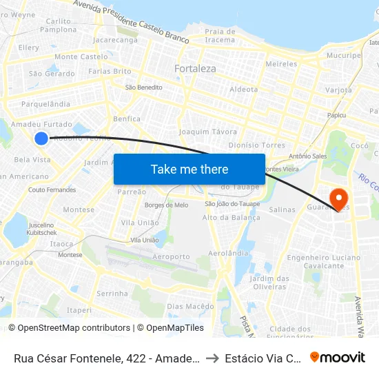 Rua César Fontenele, 422 - Amadeu Furtado to Estácio Via Corpvs map