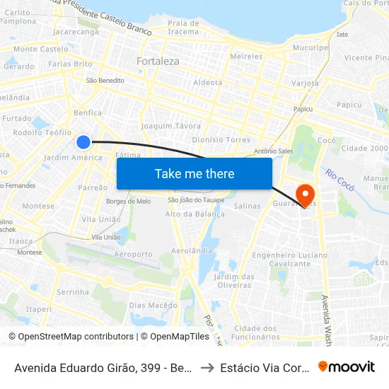 Avenida Eduardo Girão, 399 - Benfica to Estácio Via Corpvs map