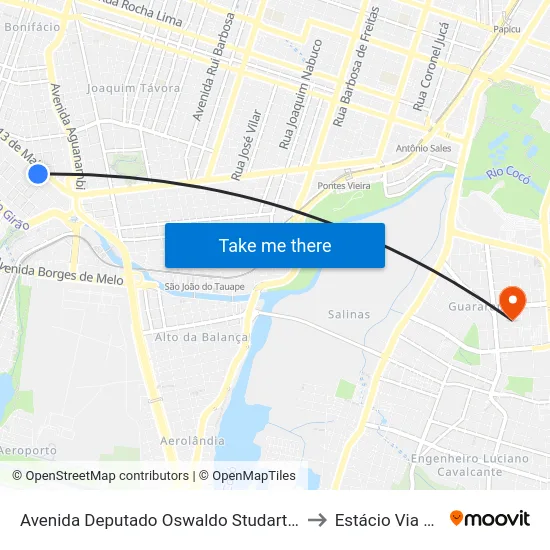 Avenida Deputado Oswaldo Studart, 62a - Fátima to Estácio Via Corpvs map