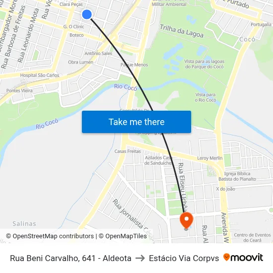 Rua Beni Carvalho, 641 - Aldeota to Estácio Via Corpvs map