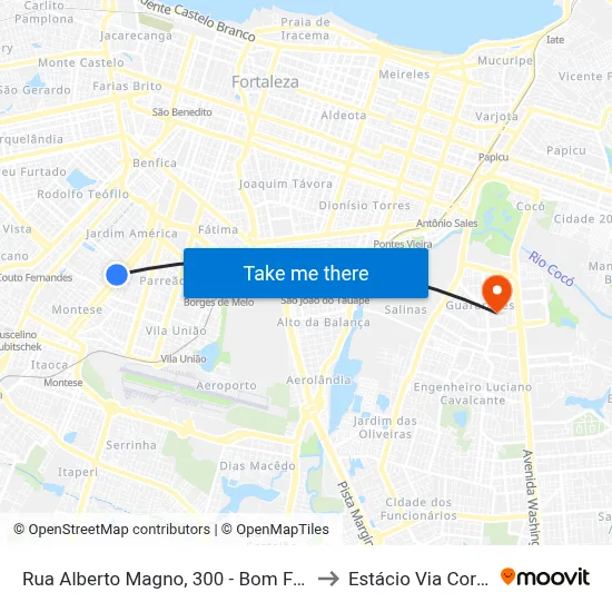Rua Alberto Magno, 300 - Bom Futuro to Estácio Via Corpvs map