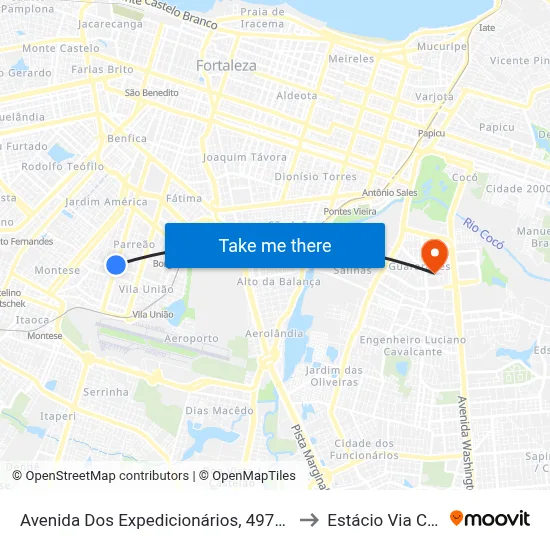 Avenida Dos Expedicionários, 4976 - Parreão to Estácio Via Corpvs map