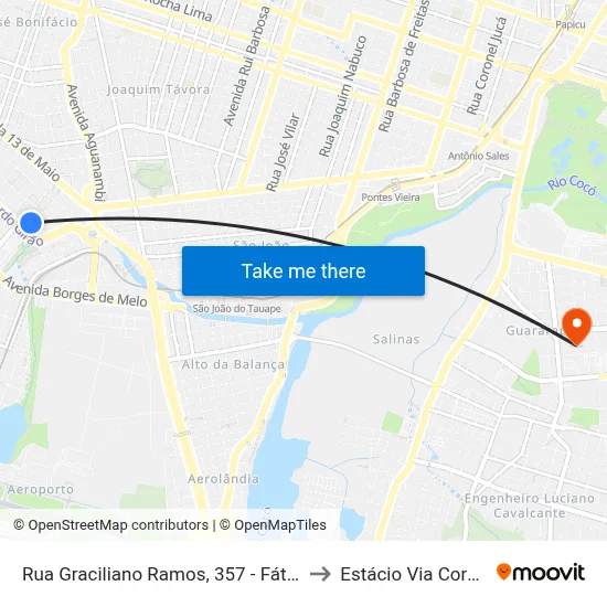 Rua Graciliano Ramos, 357 - Fátima to Estácio Via Corpvs map